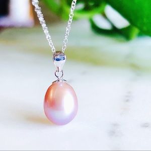 18K White Gold Lavender Cultured Pearl Necklace
